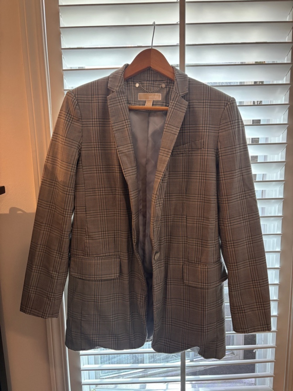 Michael Kors Women's Gray Plaid Blazer